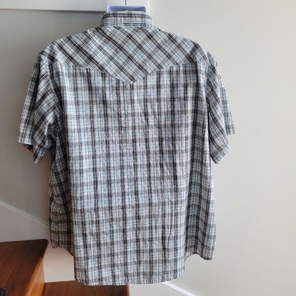 Wrangler Men's Short Sleeve Pearl Button Plaid Western Work Shirt | Sz 2XL - Picture 6 of 10